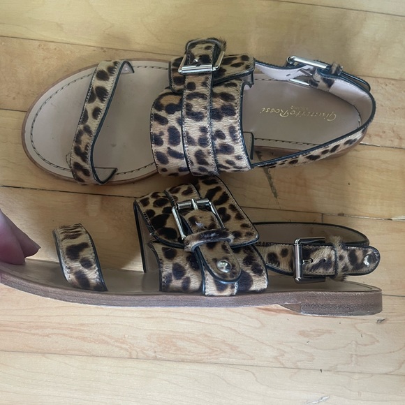 Gianvito Rossi Leopard Print Calf Hair Sandals - Picture 3 of 4
